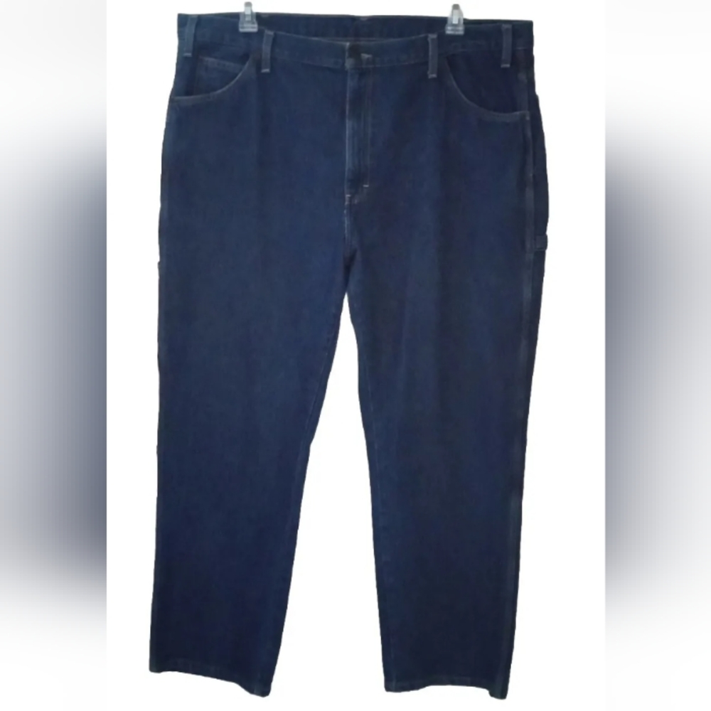Dickies Mens Carpenter Utility Work Blue Jeans 40/32 Dark Wash Relaxed Fit